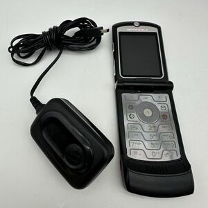 Motorola RAZR V3 Black Flip Mobile Phone VTG CLASSIC AT&T - TESTED
